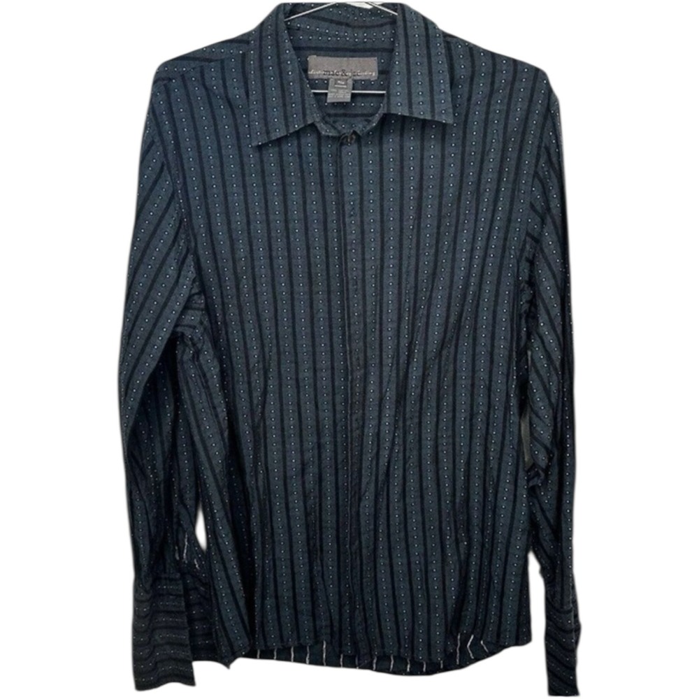 VTG Mac & Jac Shirt‎ Mens Medium Casual Button Up Blue Patterned Long Sleeve